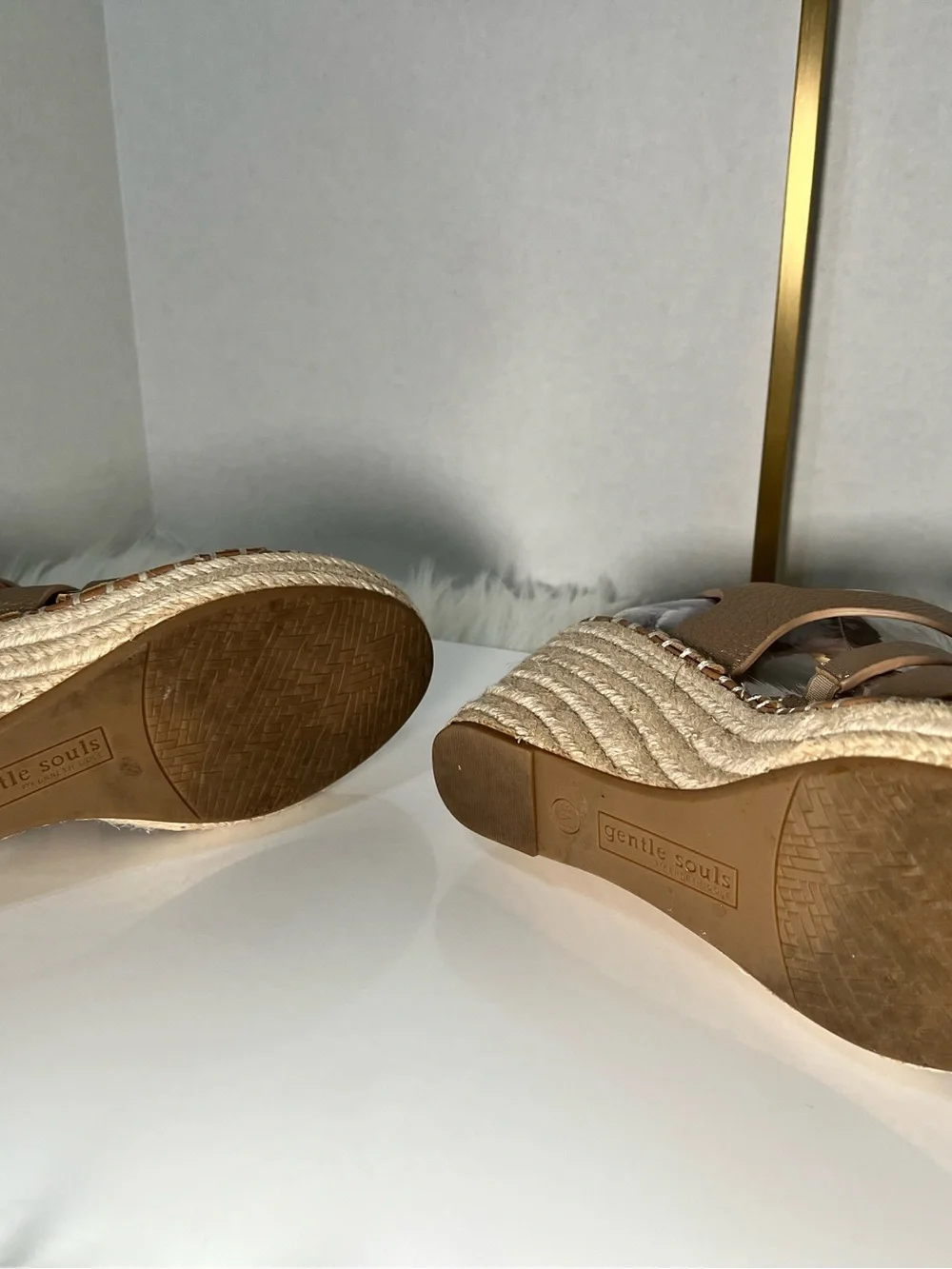 Kenneth Cole Gentle Souls Metallic Gold Wedge Sandals